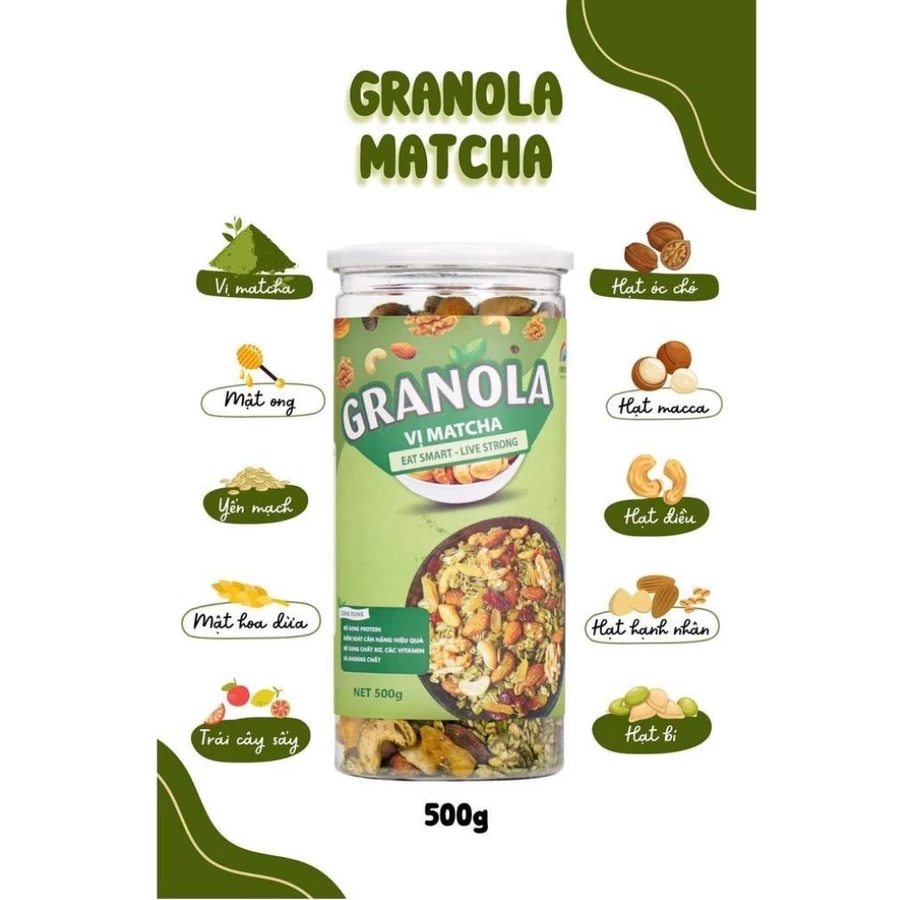 Granola hạt dinh dưỡng Matcha Verna
