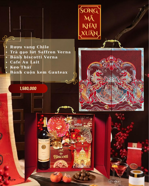 Hộp quà Tết Song Mã Khai Xuân